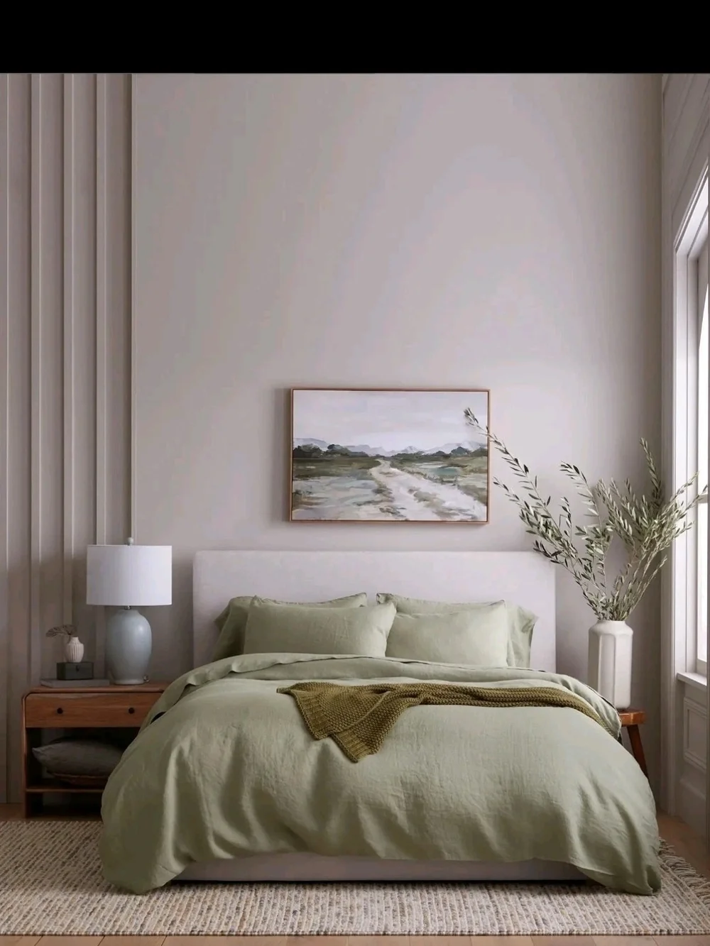 Quince European Linen Duvet Cover Set, Full Queen, Willowleaf, NEW